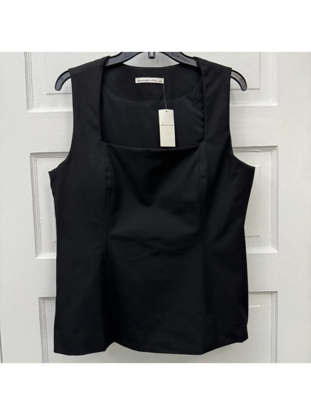 NWT Abercrombie & Fitch A&F Forme Squareneck Top Black Large